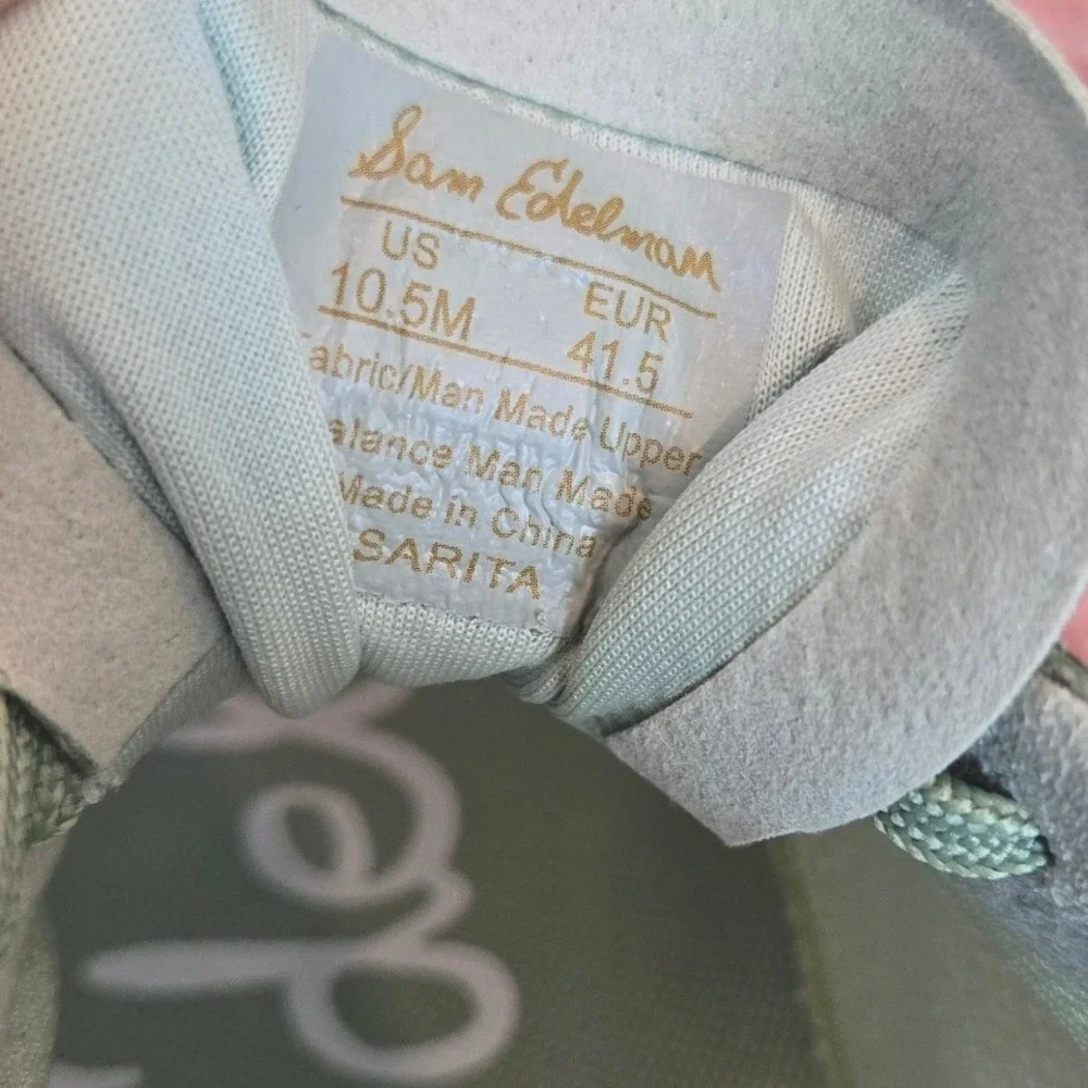 Sam Edelman Sarita Sneakers Green Mesh Lace Up Athletic Shoes Tennis Preppy 10.5